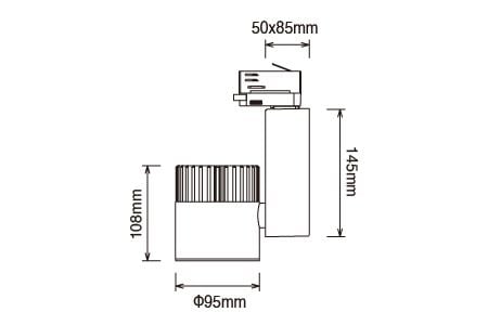 LED Track Light LED-TR30DFLR1 Drawing