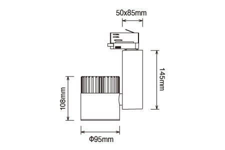 Dessin de la lumière sur rail LED-TR30WFLBKR1