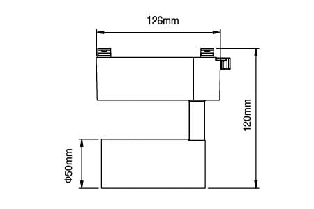 Bản vẽ đèn LED Track Light LED-TRCP15D-BK