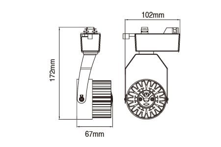 Bản vẽ đèn LED Track Light LED-TRSM15DR3BK