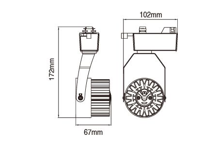 Dessin de la lumière sur rail LED-TRSM15NR3BK