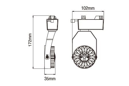 Bản vẽ Đèn LED Đường ray LED-TRSM8DR3-BK