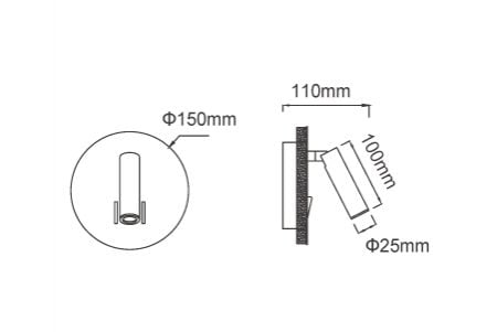 LEDウォールライト LED-26011-BK 図面