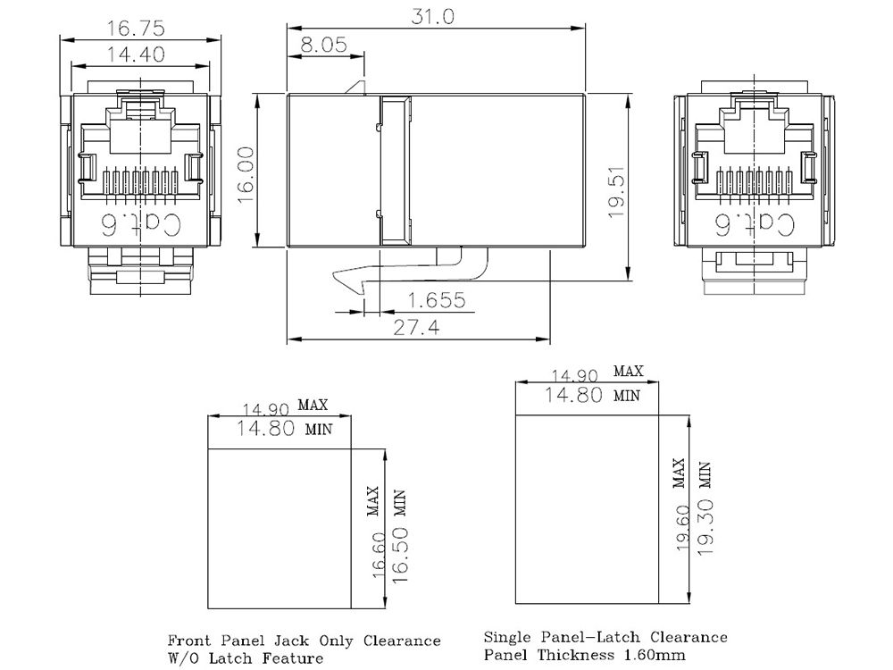 Cat 6 RJ45 Inline Coupler | Fluke Approved Ethernet Connector - JCON
