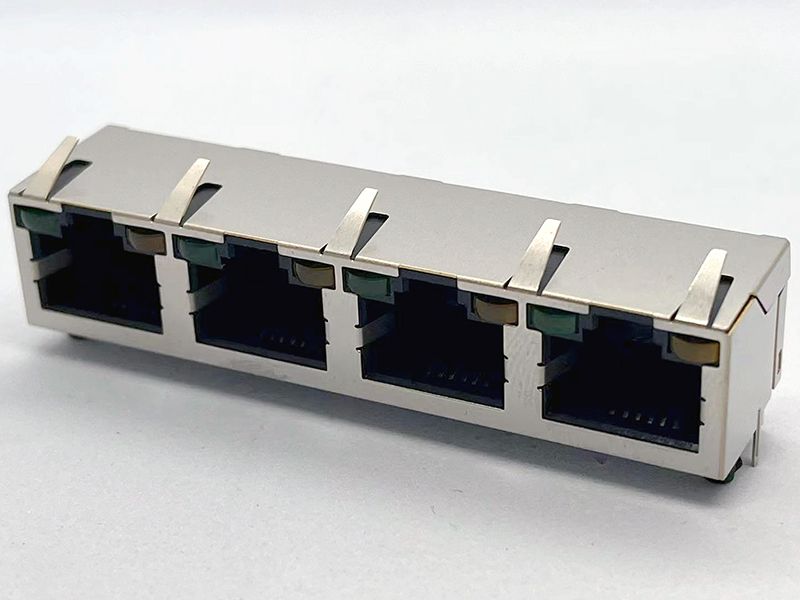 Slim LED 4-Port Up-Latch RJ45 Connector | JCON Data Center Solutions