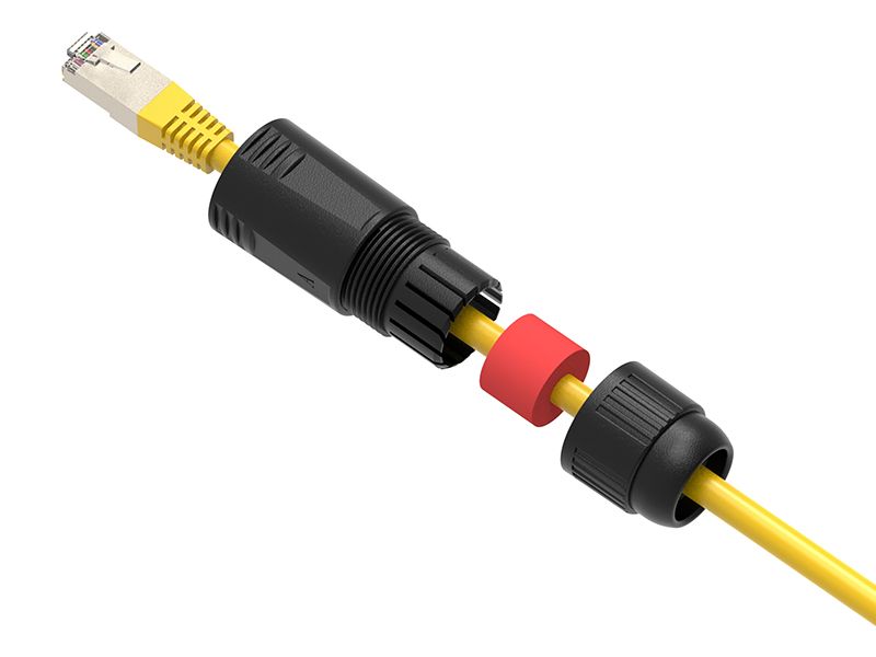 JCON IP68 Waterproof Cat6 RJ45 Coupler | Industrial Ethernet Connector