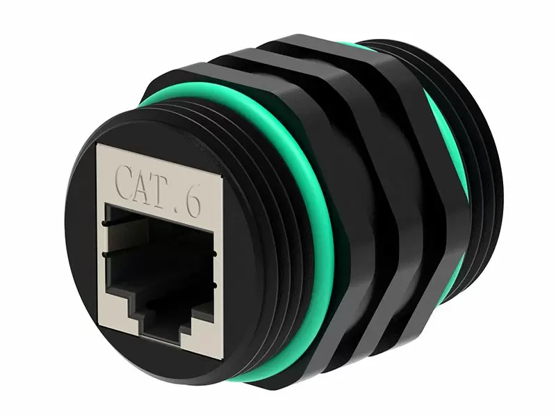 JCON IP68 Waterproof Cat6 RJ45 Coupler | Industrial Ethernet Connector