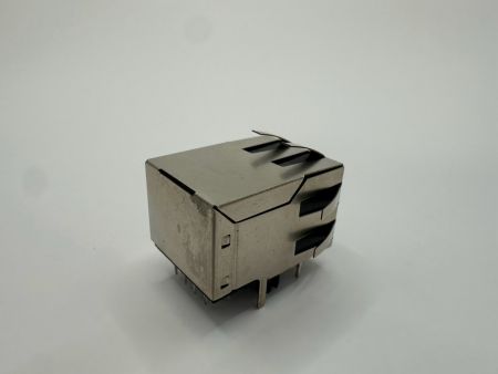 10 / 100 / 1000 Basis Modular Jack mit Transformator, abgeschirmt mit LED: Grün / Gelb (Seitenansicht)