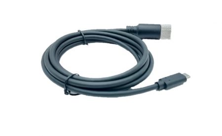 M16 Thread USB 3.0 Type-C Male to IP67 Male Connector with Extended Cable, L=2000mm(Side view)