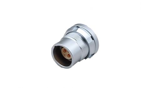 プッシュプル自己ロックバックマウント2+2コアメスソケット（PCBマウント）（側面ビュー）