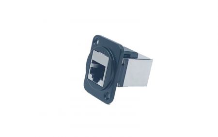 Coupleur en ligne Cat 5e avec connecteur monté sur panneau blindé (vue de côté)