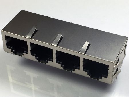 Conector modular de 4 puertos blindado de 10 / 100 / 1000 Base con transformador - Conector modular de 4 puertos blindado de 10 / 100 / 1000 Base con transformador