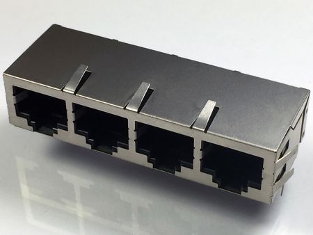 10 / 100 / 1000 Base 4 Port Modular Jack Shielded with Transformer - 10 / 100 / 1000 Base 4 Port Modular Jack Shielded with Transformer