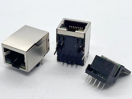 10 / 100 Base RJ45 Modular Jack Shielded with LED: Green / Yellow Transformer - 10 / 100 Base RJ45 Modular Jack Shielded with LED: Green / Yellow Transformer