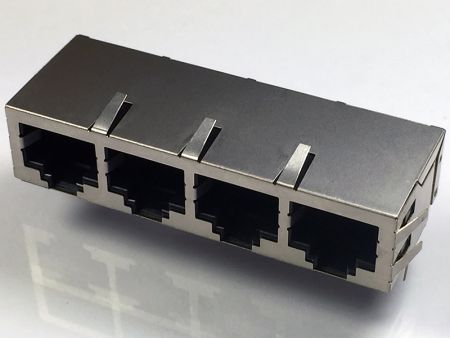 Conector de placa de circuito impreso de 4 puertos de entrada lateral con LED - Conector de placa de circuito impreso de 4 puertos de entrada lateral con LED