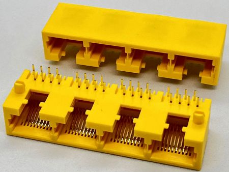 Toma RJ45 de 4 puertos de baja altura para hardware de redes de alto rendimiento - Toma RJ45 de 4 puertos de baja altura para hardware de redes de alto rendimiento