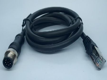 LAN-Kabel, RJ45 8P8C Stecker zu M12 8M A-Code - LAN-Kabel, RJ45 8P8C Stecker zu M12 8M A-Code