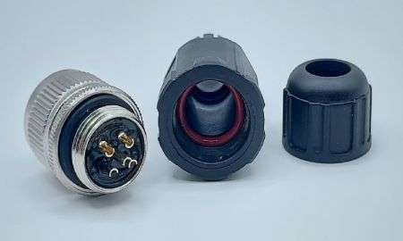 M12 samice pin drátová šroubová koncovka kabelového průchodky 5 jádrový - pájecí typ (zadní pohled)