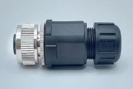 M12 samice pin drátová šroubová koncovka kabelového průchodky 5 jádrový - pájecí typ (boční pohled)