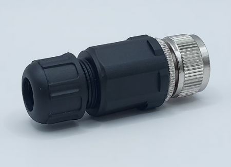 M12 samice pin drátová šroubová koncovka kabelového průchodky 5 jádrový - pájecí typ (boční pohled)