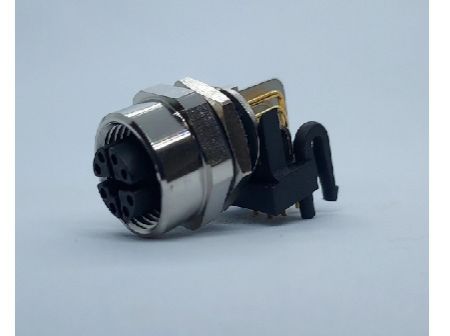 M12 X コード曲がり針雌PCBマウントソケット - M12-X-Code-Curved-Needle-Female-PCB-Mount-Socket