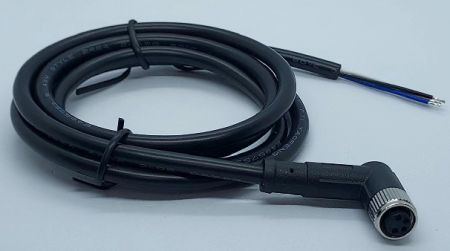 Conector hembra de 4 pines M8 con sobremoldeo de cable PVC, L=1000mm