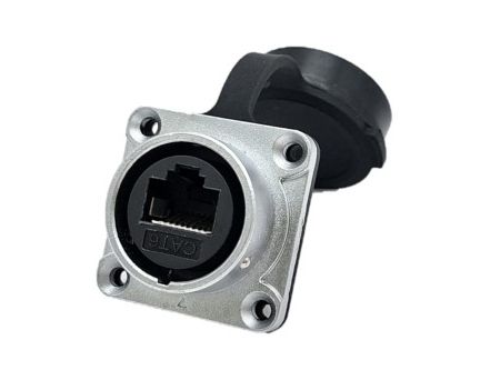 Металлический водонепроницаемый разъем RJ45 с фланцевым креплением типа "Push-Pull" - Push-Pull-Type-Flange-Mount-Metal-Waterproof-RJ45-Coupler-Jack