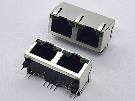 통신 인프라용 공간 절약형 2포트 LED PCB 잭 - 통신 인프라용 공간 절약형 2포트 LED PCB 잭