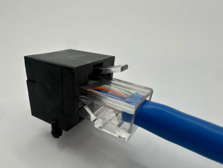 Compact Latch Up RJ45 Connector for Networking Hardware(With Cable view)