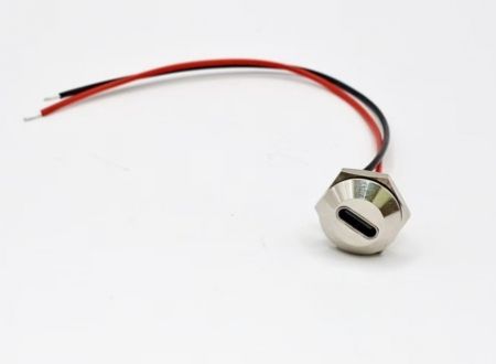 Conector tipo M12 USB tipo C montado en la parte trasera a conector metálico abierto con ensamblaje de cable, L=150mm - Conector tipo M12 USB tipo C montado en la parte trasera a conector metálico abierto con ensamblaje de cable, L=150mm