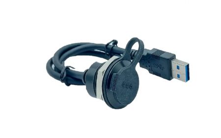 Rear Screw Locking USB 3.0 Female to Male Connector with Cable, L=700mm(Side view)