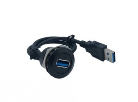 Hintere Schraubensicherung USB 3.0 Weiblich zu Männlich Stecker mit Kabel, L=700mm - Hintere-Schraubensicherung-USB-3.0-Weiblich-zu-Männlich-Stecker-mit-Kabel,-L=700mm