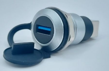 Rear Screw Locking USB 3.0 To B Type Coupler Metal Socket(Side view)