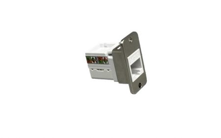 PRISE LATÉRALE À 90° TYPE PUNCH DOWN CAT6 JACK KEYSTONE AVEC FLANGE TYPE (Vue de côté)