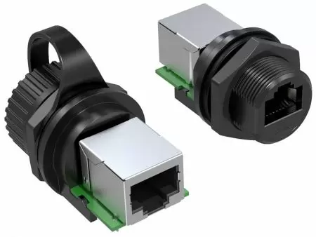 Coupleur RJ45 étanche à filetage avec capuchon - Coupleur RJ45 étanche à verrouillage à vis avec capuchon