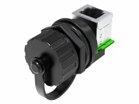 나사 방수 RJ45 커플러(180도) 캡 포함 - 나사 잠금 방수 RJ45 커플러(180도) 캡 포함