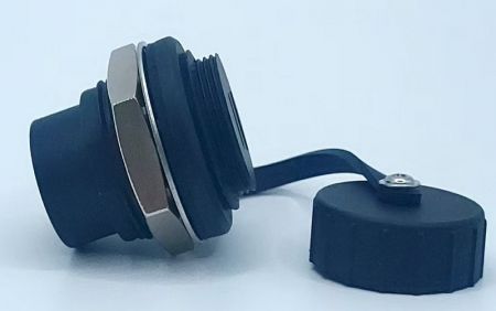 Soquete Acoplador Tipo-C à Prova d'Água de Metal Rosqueado (Vista Lateral)