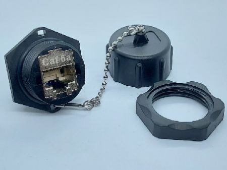 Prise RJ45 Keystone Cat6A étanche à vis (vue de dos)