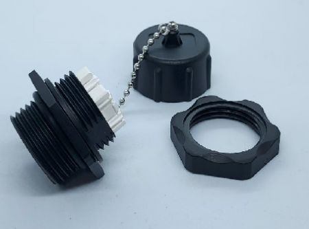 Prise RJ45 Keystone Cat6A étanche à vis (vue de côté)