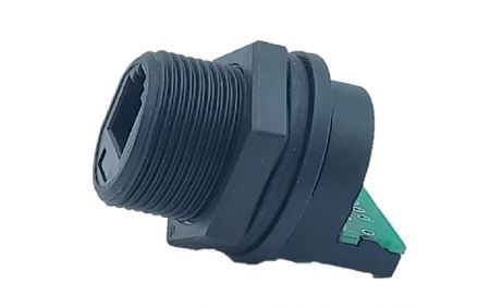 Gewindewasserdichter RJ12-Stecker zu 2x3 PCB-Löten (Seitenansicht)