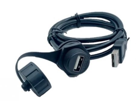 Thread Waterproof USB 2.0 Socket to USB 2.0 Plug with Cable L=1000mm - Thread-Waterproof-USB-2.0-Socket-to-USB-2.0-Plug-with-Cable-L=1000mm