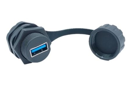 Thread Waterproof USB 3.0 A-Type Coupler With Cap - Thread-Waterproof-USB-3.0-A-Type-Coupler-With-Cap