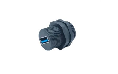 Thread Waterproof USB 3.0 A-Type Coupler With Cap(Side view)