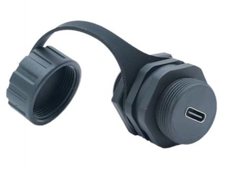 Gewindewasserdichter USB Type-C Kupplung mit Kappe - Gewindewasserdichter-USB-Type-C-Kupplung-mit-Kappe