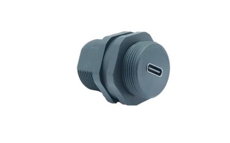 Accoppiatore USB Type-C impermeabile a filettatura con cappuccio (vista posteriore)