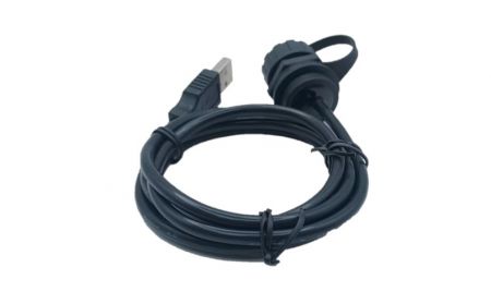 Thread Waterproof USB 2.0 Socket to USB 2.0 Plug with Cable L=1000mm(Back view)