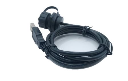 Thread Waterproof USB 2.0 Socket to USB 2.0 Plug with Cable L=1000mm(Side view)