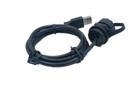 Thread Waterproof USB 2.0 Socket to USB 2.0 Plug with Cable L=1000mm(Side view)