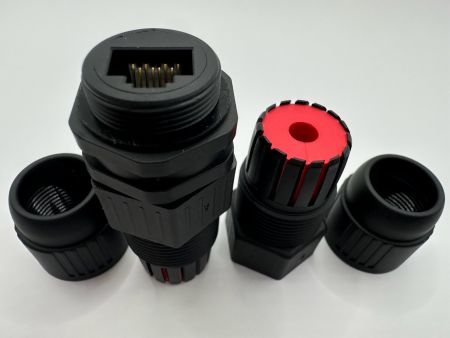 Водонепроницаемый разъем Cat6 RJ45 с кабельной сборкой (вид сверху)