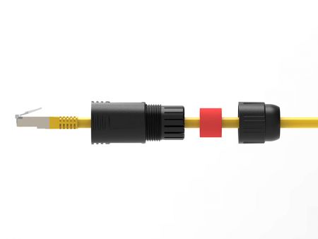 Waterproof Cat6 RJ45 Coupler (Front view with cable)